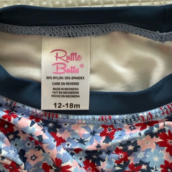 Ruffle Butts|Baby girl Ditsy Floral swimwear top with Ruffles,short sleeve•Boho - Picture 4 of 4